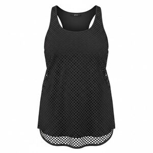 GNW Womens Black Mesh Overlay Y2K BOHO Tank Top Sleeveless Scoop Neck Size S